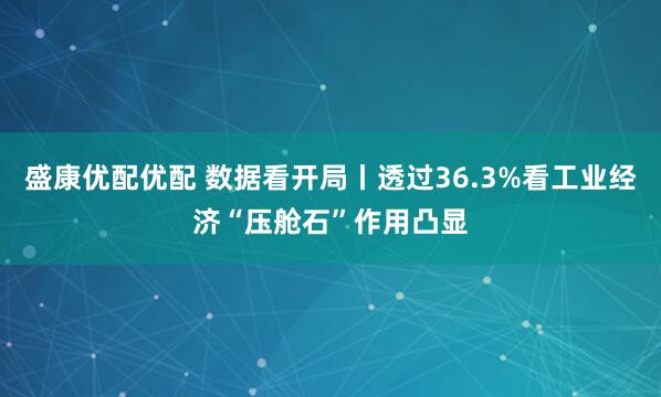 盛康优配优配 数据看开局丨透过36.3%看工业经济“压舱石”作用凸显