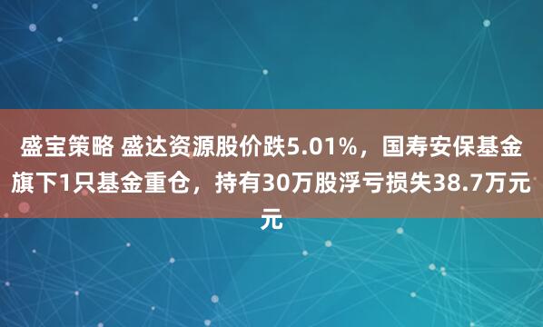盛宝策略 盛达资源股价跌5.01%，国寿安保基金旗下1只基金重仓，持有30万股浮亏损失38.7万元